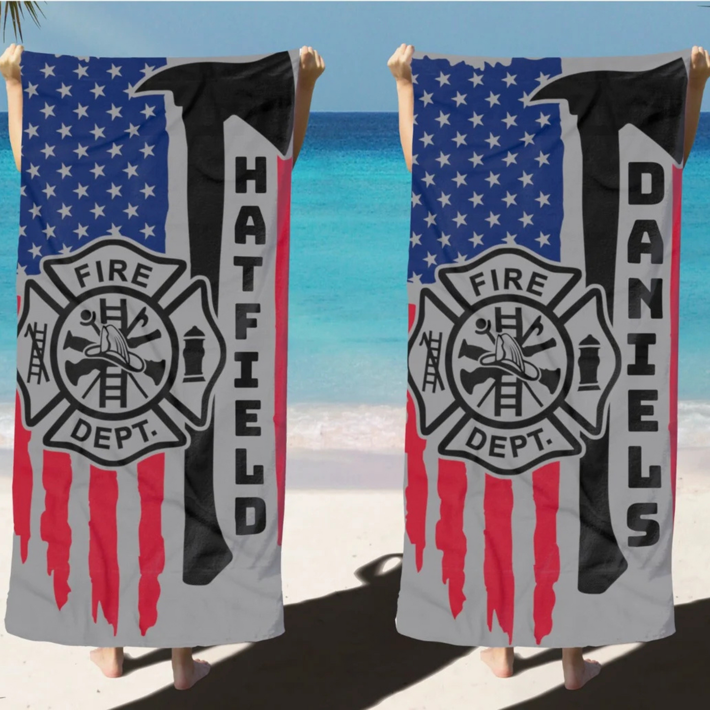 Firefighter Beach Towel Personalized with Name