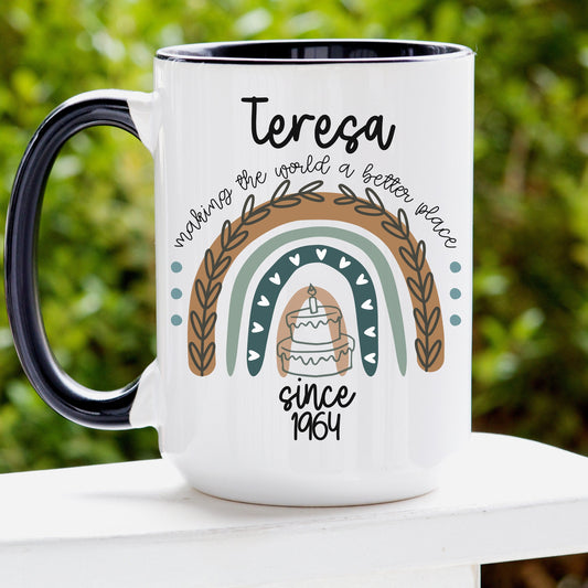 Personalized Coffee Mug for Her Birthday with Name and Year