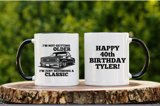 Personalized Coffee Mug for His Birthday with Chevy C10 Design