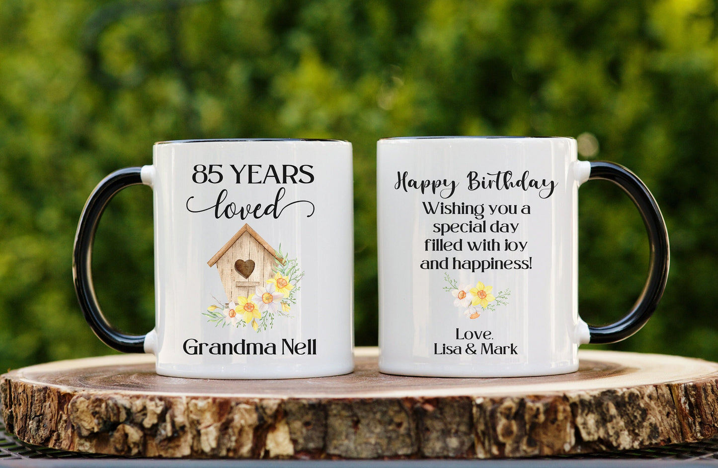 Personalized Coffee Mug with Floral Design Birthday Gift for Her