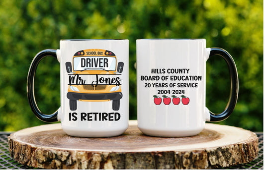 Retirement Coffee Mug for Bus Driver Gift Personalized Retirement Mug for Men or Women