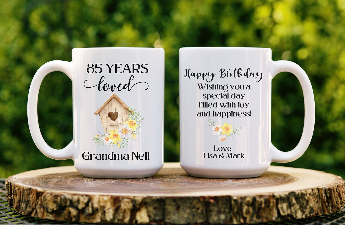 Personalized Coffee Mug with Floral Design Birthday Gift for Her